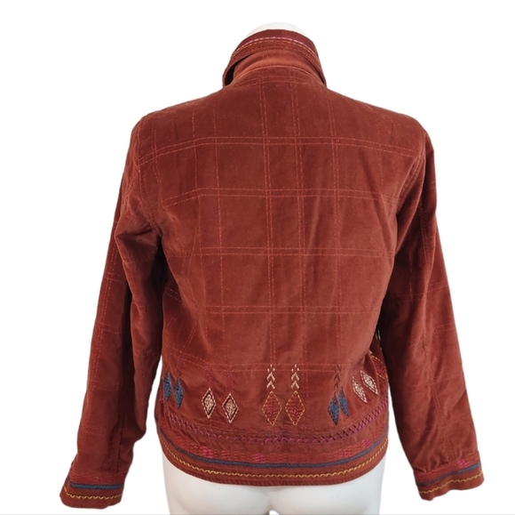 Coldwater Creek Tribal Embroidered Jacket Hippie Boho Sz Petite L - Picture 4 of 9